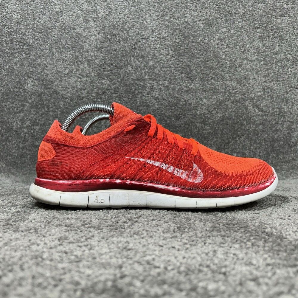 Nike Free Flyknit 4.0 631053-601 Mens Size 10.5 Orange Running Gym Shoes Used